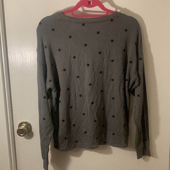 Splendid GUC green long sleeve with black embroidered stars Size Small - Picture 5 of 6